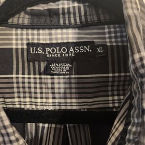Xl us polo long sleeve black white and grey